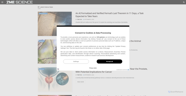 Security scan screenshot of https://cdn.zmescience.com