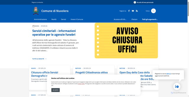 Security scan screenshot of https://www.comune.nuvolera.bs.it/