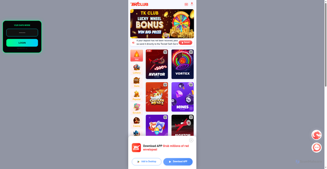 Security scan screenshot of https://aviator-hack-25d09wmy4a.edgeone.app/