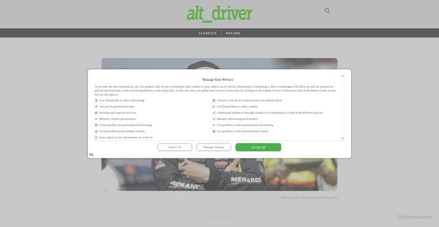 Security scan screenshot of https://altdriver.com/racing/brandon-jones-multi-year-deal-joe-gibbs-racing-nascar-xfinity/