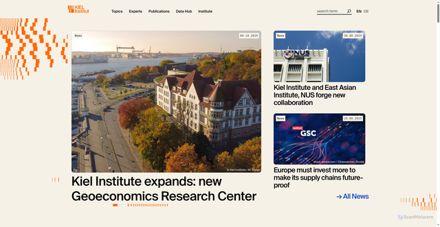 Security scan screenshot of https://www.kielinstitut.de/