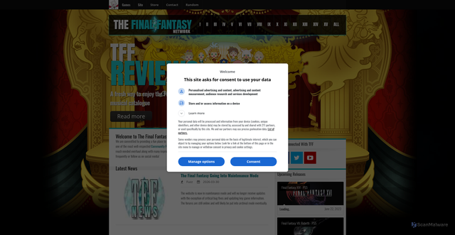 Security scan screenshot of https://thefinalfantasy.net/