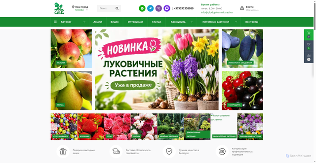 Security scan screenshot of https://plodopitomnik-sad.ru