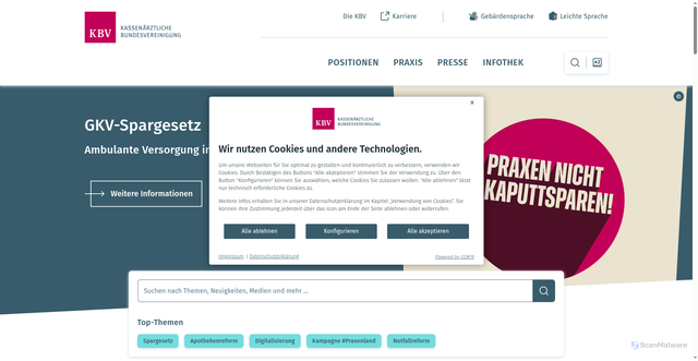 Security scan screenshot of http://www.kbv.de