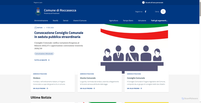 Security scan screenshot of https://comune.roccasecca.fr.it/