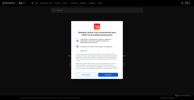 Security scan screenshot of https://globoplay.globo.com/v/11850959/