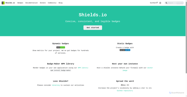 Security scan screenshot of https://shields.io