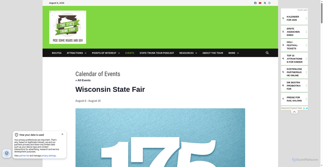 Security scan screenshot of https://statetrunktour.com/event/wisconsin-state-fair/