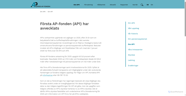 Security scan screenshot of https://www.ap1.se