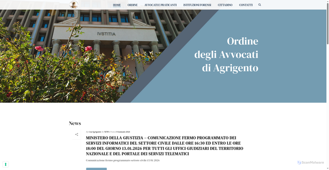 Security scan screenshot of https://ordineavvocatiagrigento.it/