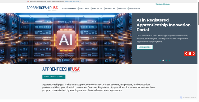Security scan screenshot of https://www.apprenticeship.gov