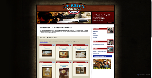 Security scan screenshot of https://jtreidsgunshop.com