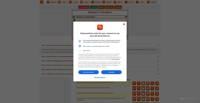Security scan screenshot of https://www.distancesfrom.com