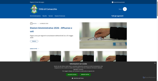 Security scan screenshot of https://www.comune.comacchio.fe.it