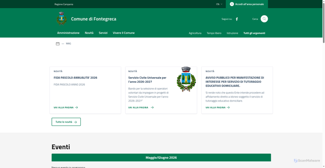 Security scan screenshot of https://www.comune.fontegreca.ce.it