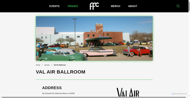 Security scan screenshot of https://www.firstfleetconcerts.com/first-fleet-venues/val-air-ballroom