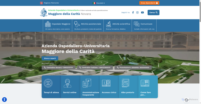 Security scan screenshot of https://www.maggioreosp.novara.it/