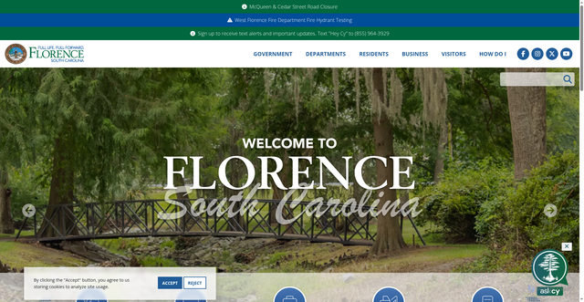 Security scan screenshot of https://www.cityofflorencesc.gov/
