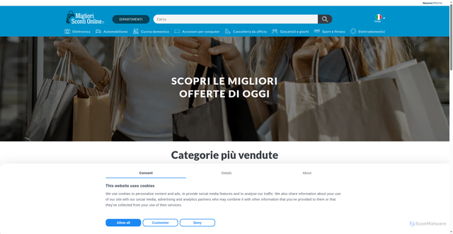 Security scan screenshot of https://miglioriscontionline.it/