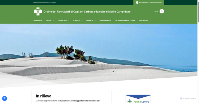 Security scan screenshot of https://www.ordinefarmacisticagliari.it