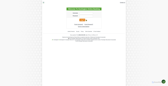 Security scan screenshot of https://onlinebanking.huntington.com/index.asp?confirm=yes