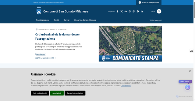 Security scan screenshot of https://www.comune.sandonatomilanese.mi.it