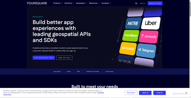 Security scan screenshot of https://sdk.foursquare.com/