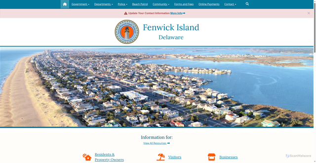 Security scan screenshot of https://fenwickisland.delaware.gov/