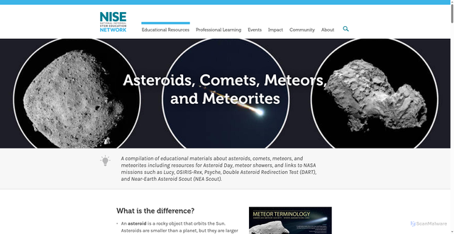 Security scan screenshot of https://www.nisenet.org/asteroids