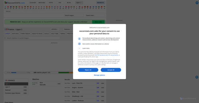 Security scan screenshot of https://www.soccerstats.com/latest.asp?league=france