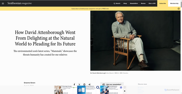 Security scan screenshot of https://www.smithsonianmag.com/science-nature/how-david-attenborough-went-from-delighting-at-the-natural-world-to-pleading-for-its-future-180984075/