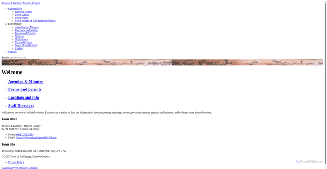 Security scan screenshot of https://www.townoflagrangemcwi.gov/