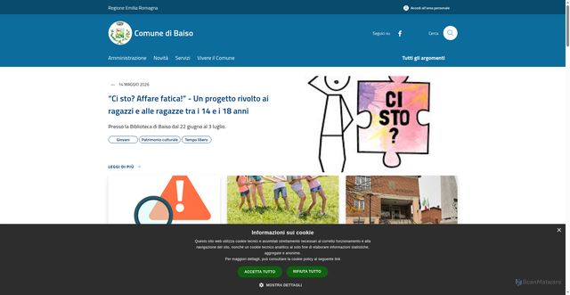 Security scan screenshot of https://comune.baiso.re.it