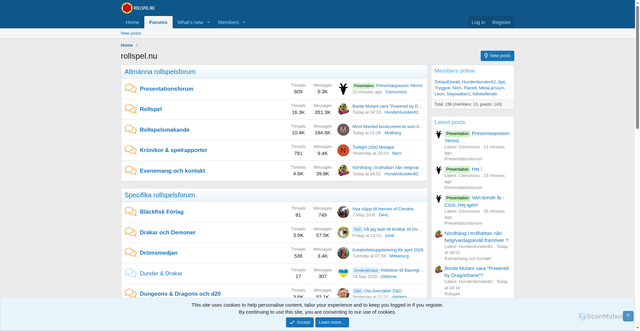 Security scan screenshot of https://rollspel.nu