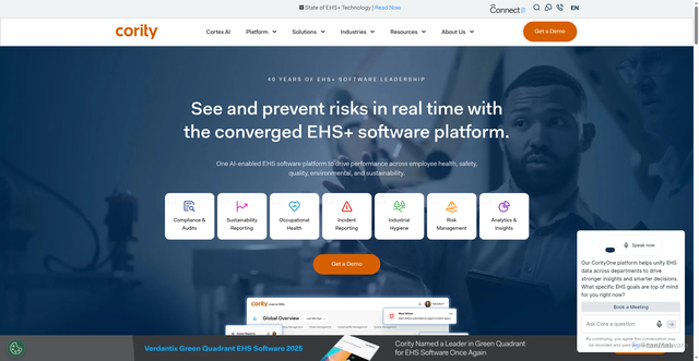 Security scan screenshot of https://cority.com