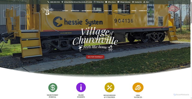 Security scan screenshot of https://churchvilleny.gov/