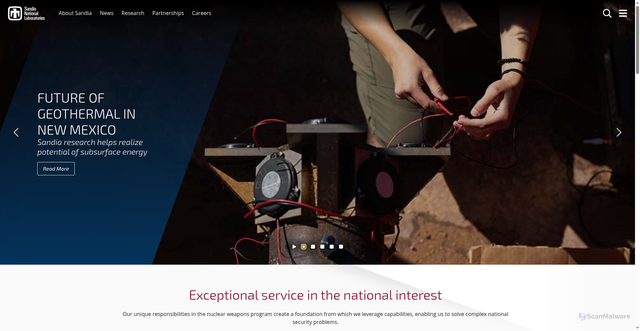 Security scan screenshot of https://www.sandia.gov/