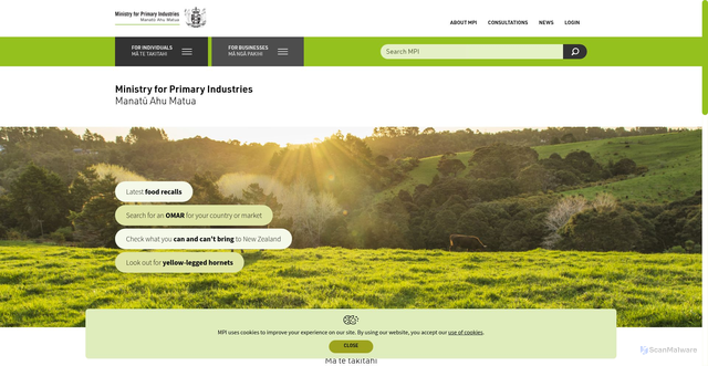 Security scan screenshot of https://www.mpi.govt.nz/