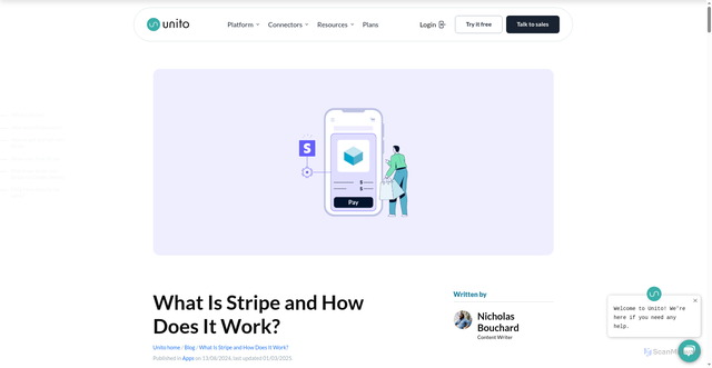 Security scan screenshot of https://unito.io/blog/what-is-stripe/