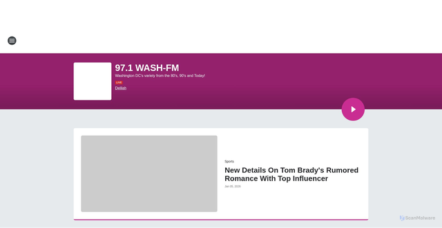 Security scan screenshot of https://washfm.iheart.com/