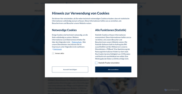 Security scan screenshot of https://www.rki.de/DE/Home/home_node.html