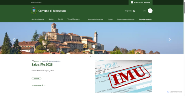 Security scan screenshot of https://www.comune.morsasco.al.it/