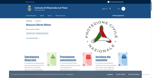 Security scan screenshot of https://www.comune.maserada.tv.it/home