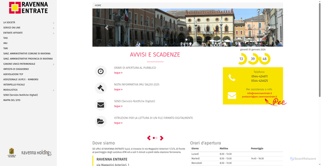 Security scan screenshot of https://www.ravennaentrate.com/