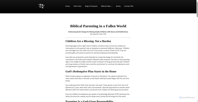 Security scan screenshot of https://davidtylerresources.com/biblical-parenting-in-a-fallen-world/