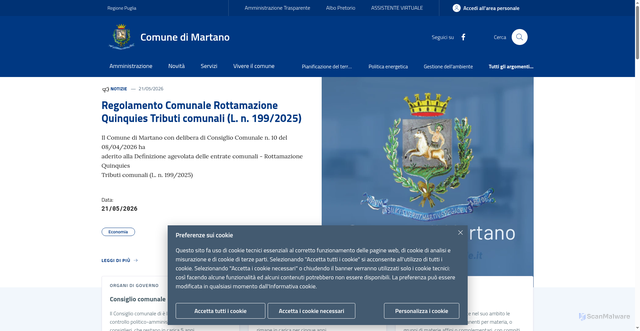 Security scan screenshot of https://www.comune.martano.le.it