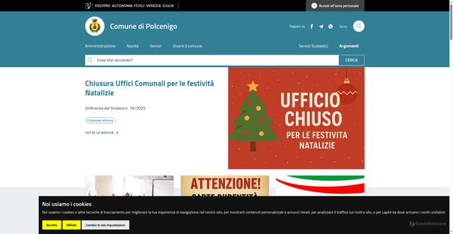 Security scan screenshot of https://www.comune.polcenigo.pn.it/