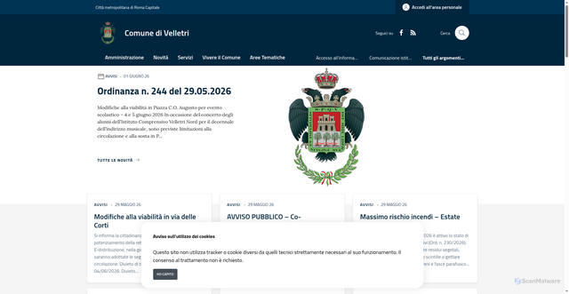 Security scan screenshot of https://www.comune.velletri.rm.it