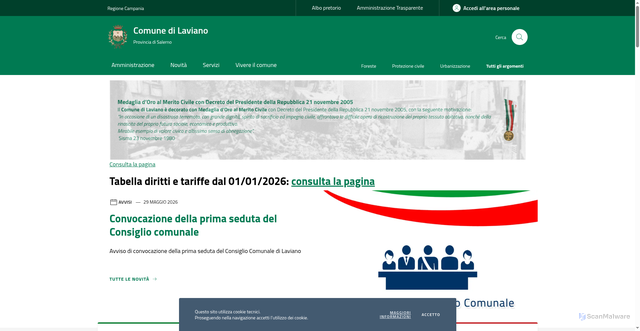 Security scan screenshot of https://www.comune.laviano.sa.it