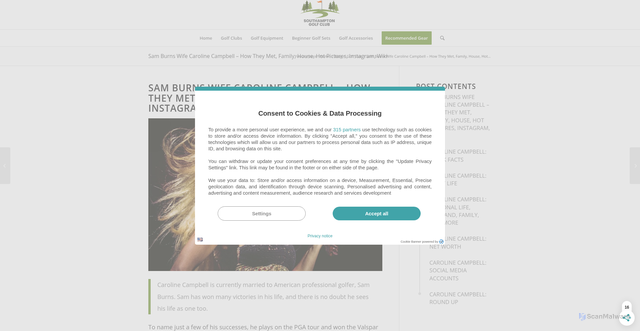 Security scan screenshot of https://southamptongolfclub.com/sam-burns-wife-caroline-campbell/